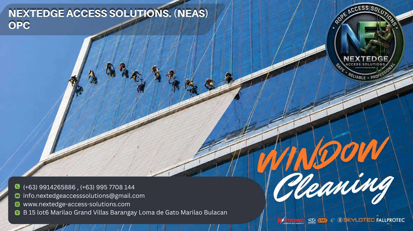NEAS technician window buffing high-rise Philippines
